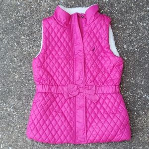Nautica Pink Lined Puffer Vest with Bow Girls 10